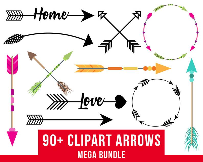 794x635 Arrows Clipart Mega Bundle Tribal Arrow Clipart Rustic Etsy