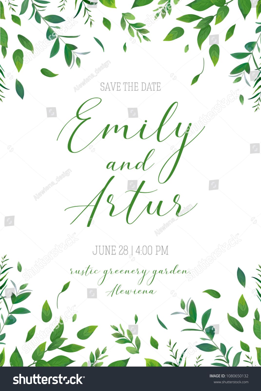 Wedding Floral Greenery Invitation, Invite, Save The Date Card 1071x1600 Wedding Floral Greenery Invitation, Invite, Save The Date Card