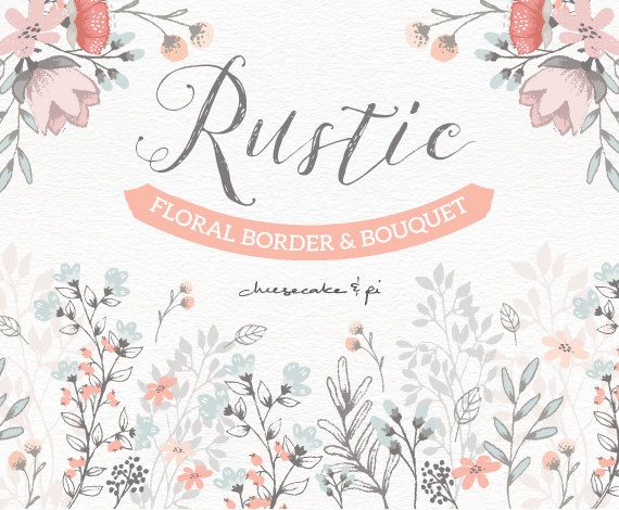 Floral Border Bouquet Rustic Hand Drawn Floral Clipart 570x470 Floral Border Bouquet Rustic Hand Drawn Floral Clipart