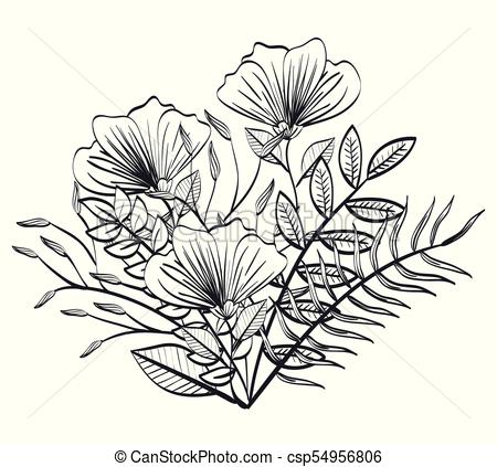 Monochrome And Rustic Decoration Floral Vector Illustration Design 450x423 Monochrome And Rustic Decoration Floral Vector Illustration Design