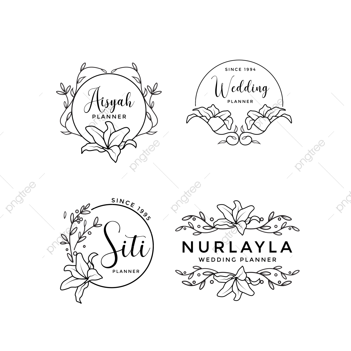 1200x1200 Feminine Floral Wedding Logo Collection, Illustration, Rustic