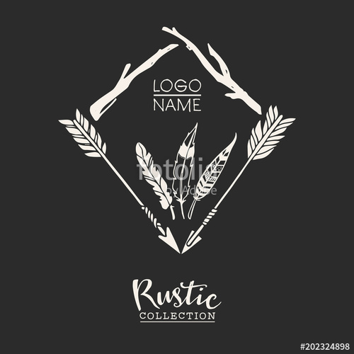 500x500 Rustic Premade Typographic Logo Design With Arrows, Branches
