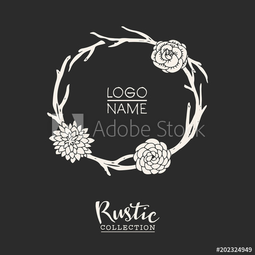 500x500 Rustic Premade Typographic Logo Design With Flowers And Branches