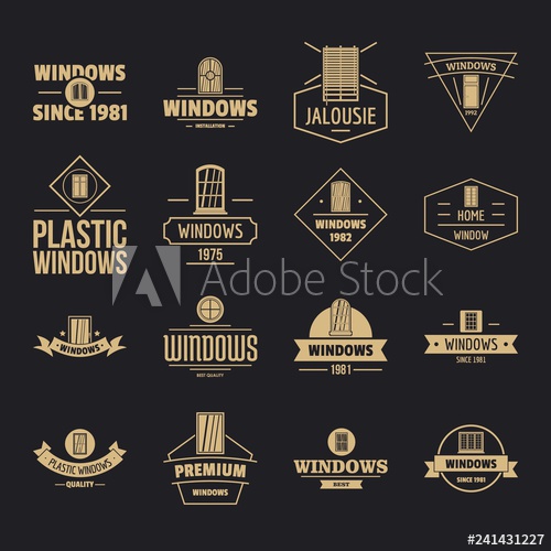 500x500 Window Construction Logo Icons Set Simple Illustration