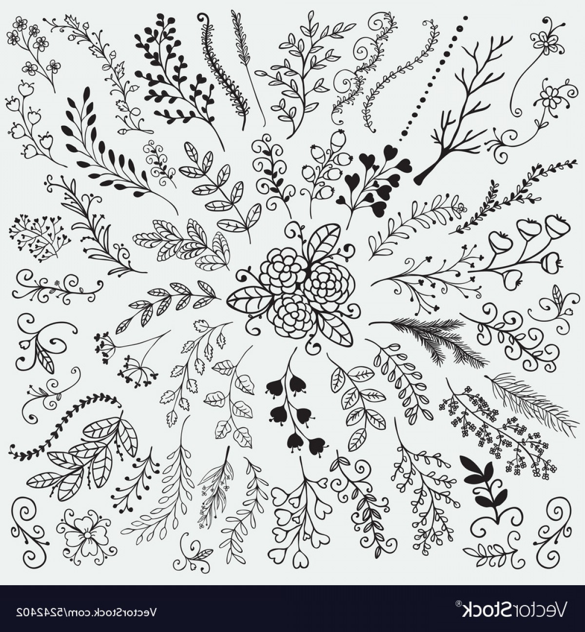 1200x1296 Rustic Floral Vector Art Wallkeeper