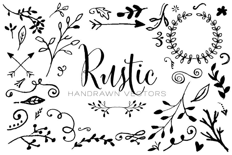 910x607 Rustic Handrawn Vectors