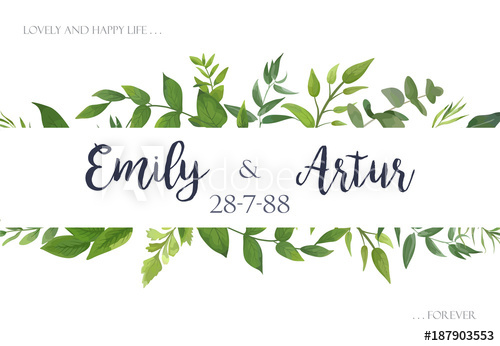 500x346 Wedding Invite, Invitation, Save The Date Card Design With Green