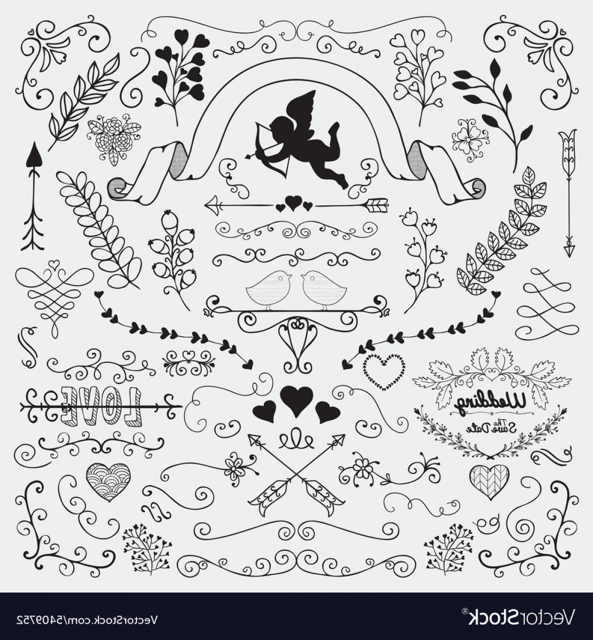 1200x1294 Hand Sketched Rustic Floral Design Elements Vector Cqrecords