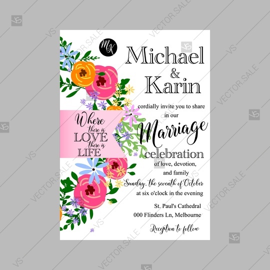 540x540 Rose Rustic Wedding Invitation Or Card With Tropical Floral