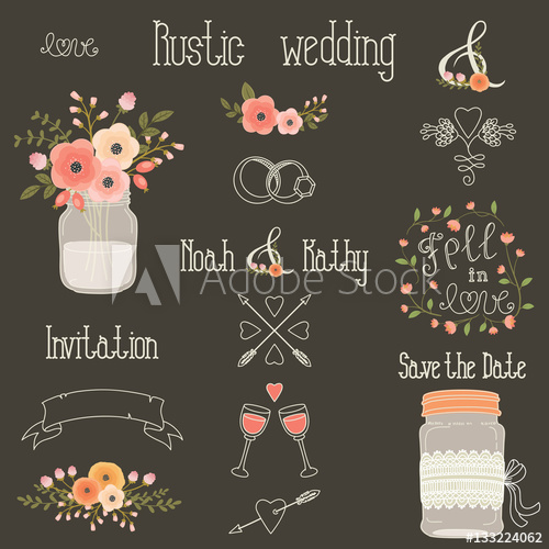 500x500 Rustic Wedding Vector Design Elements
