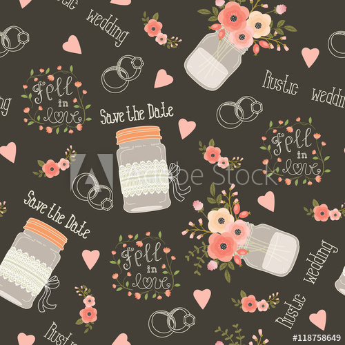500x500 Rustic Wedding Vector Seamless Pattern