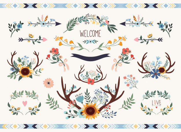 626x457 Save The Date Floral Collection Rustic Wedding Elements Set