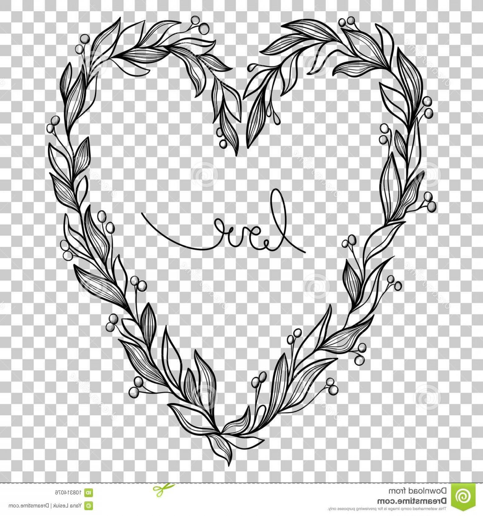 1560x1668 Vector Heart Leaves Berries Transparent Background Cut Vector