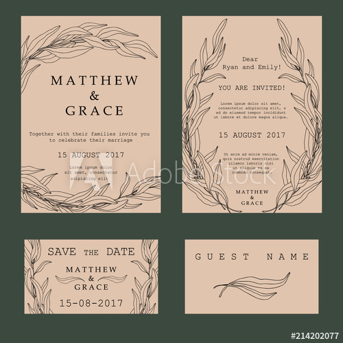 500x500 Wedding Vector Invitation Templates Suite With Hand Drawn Elements