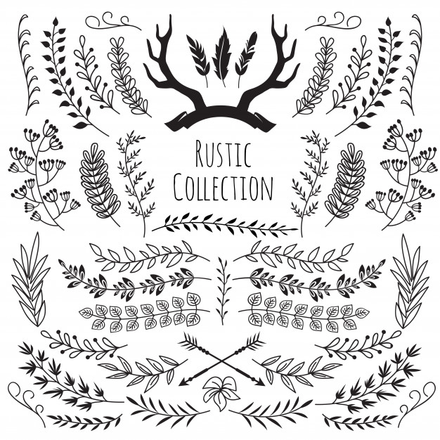 626x626 Hand Drawn Vintage Branches, Wreath Border Frames Antlers