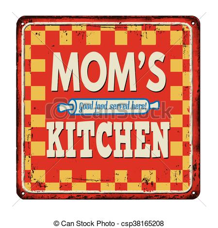 450x470 Mom's Kitchen On Vintage Rusty Metal Sign On A White Background