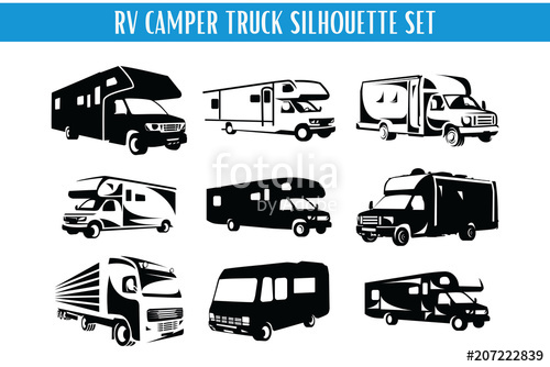 500x334 Rv Camper And Truck Silhouette Set Stock Image And Royalty Free