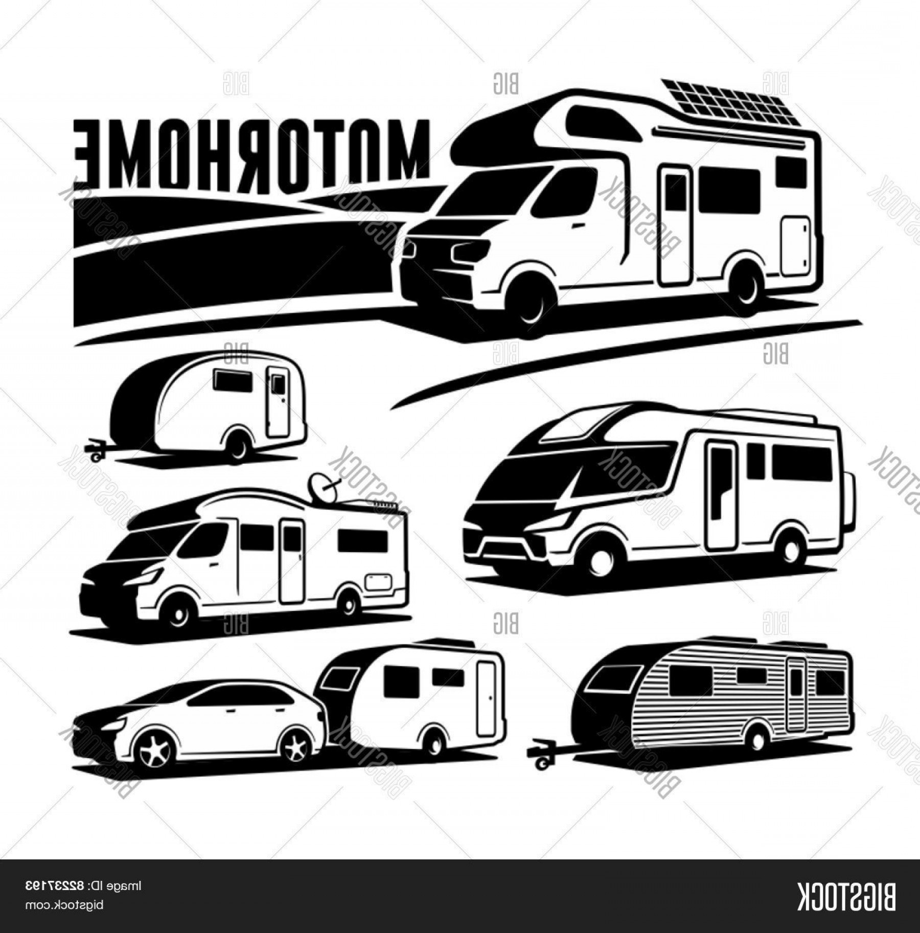 1800x1825 Stock Vector Rv Cars Recreational Vehicles Camper Vans Caravans