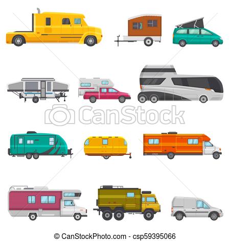450x470 Caravan Vector Camping Trailer And Rv Caravanning Vehicle