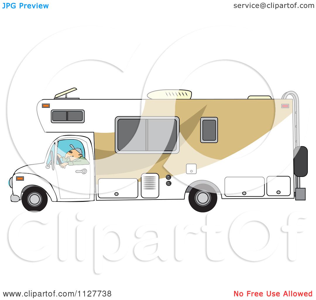 1080x1024 Cartoon Of A Man Driving A Motor Home Rv