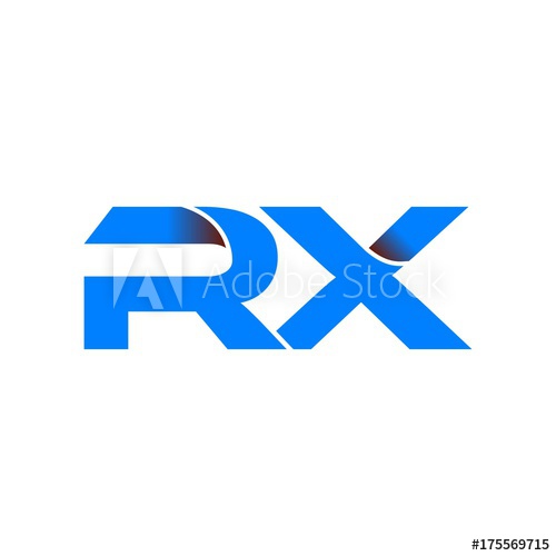 Rx Logo Initial Logo Vector Modern Blue Fold Style 500x500 Rx Logo Initial Logo Vector Modern Blue Fold Style
