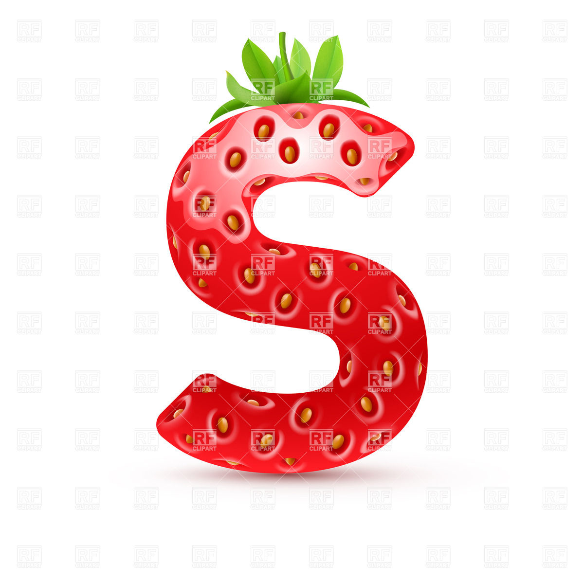 1200x1200 Strawberry Style Font, Letter S Vector Image Of Design Elements
