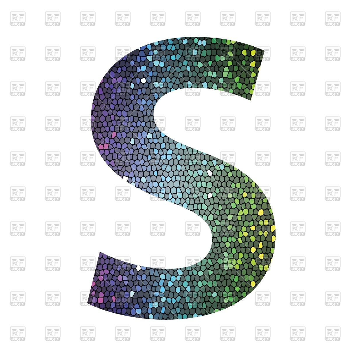 1200x1200 Glittering Mosaic Font, Letter S Vector Image Of Signs, Symbols