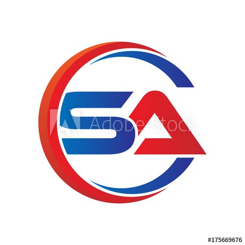 500x500 Sa Logo Vector Modern Initial Swoosh Circle Blue And Red