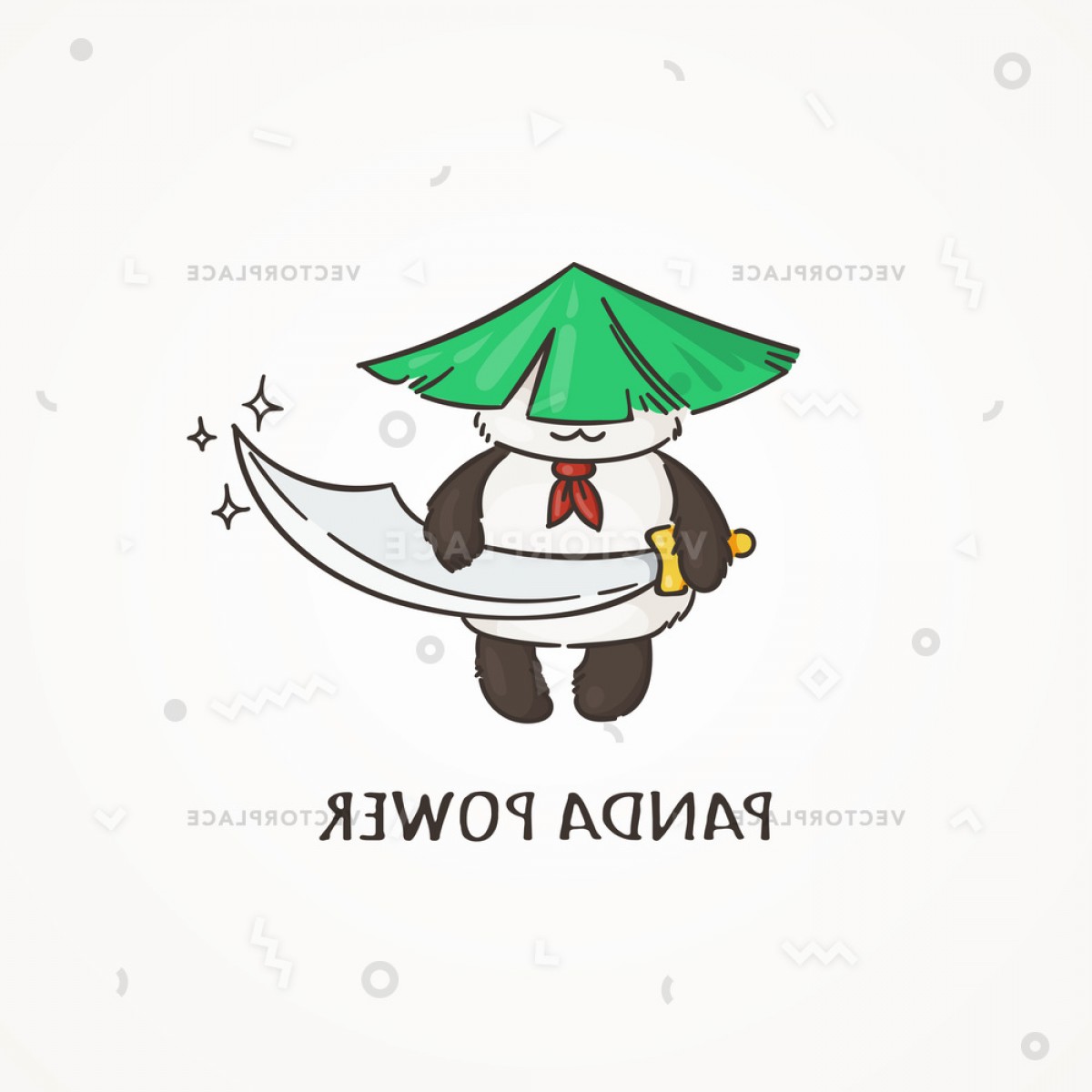 1200x1200 Power Panda Saber Sword Wildlife Ecology Vector Illustration