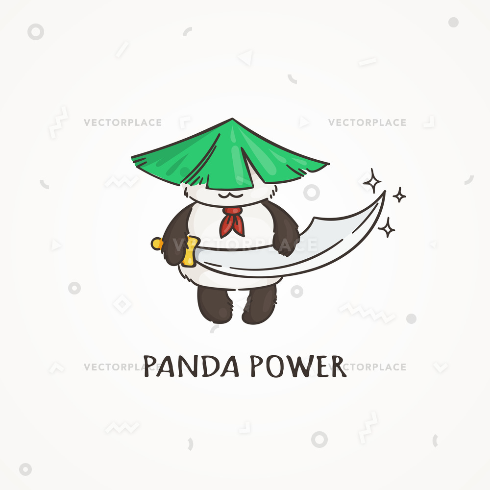 1000x1000 Power Panda Saber Sword Wildlife Ecology Vector Illustration