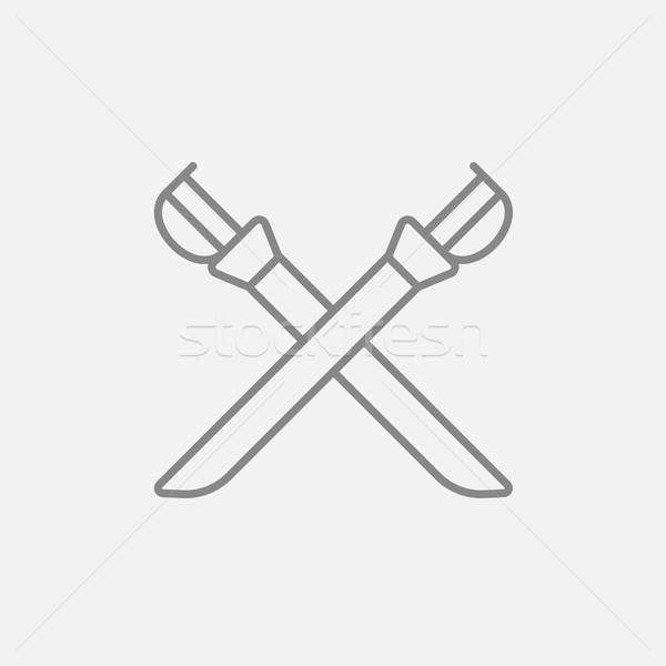 600x600 Crossed Saber Line Icon Vector Illustration Andrei Krauchuk