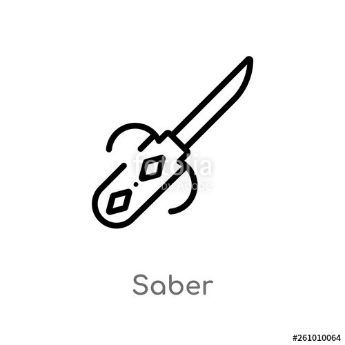 500x500 Outline Saber Vector Icon Isolated Black Simple Line Element