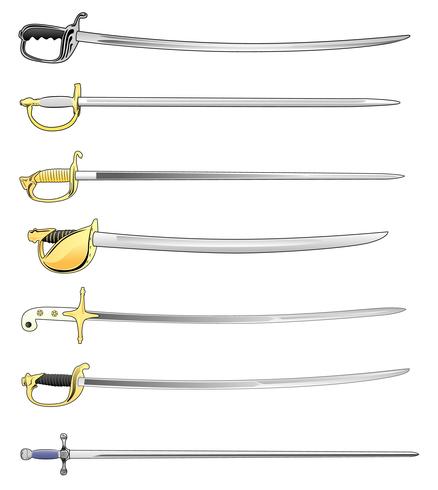438x490 Military Sword Cutlass And Saber Set Vector Illustration