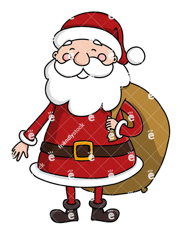 Santa Claus Carrying His Gifts Sack Vector Clipart 585x755 Santa Claus Carrying His Gifts Sack Vector Clipart