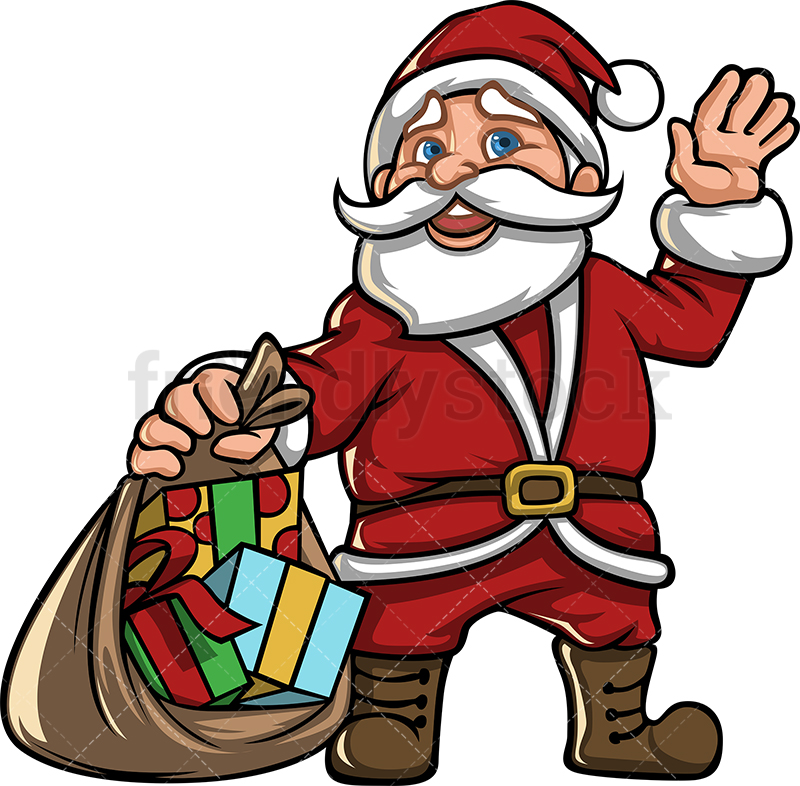 Santa Claus With Open Gift Bag Cartoon Vector Clipart 800x786 Santa Claus With Open Gift Bag Cartoon Vector Clipart