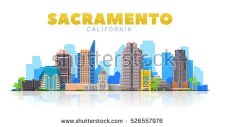 450x255 Sacramento California Skyline Vector Lines Illustration