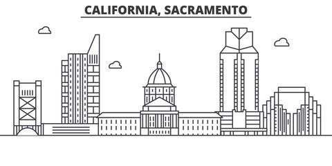 480x240 California Sacramento Architecture Line Skyline Illustration