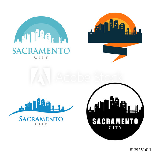 500x500 Sacramento City Skyline Landscape Logo Symbol Set