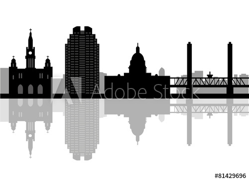 500x364 Sacramento Skyline Detailed Vector Silhouette