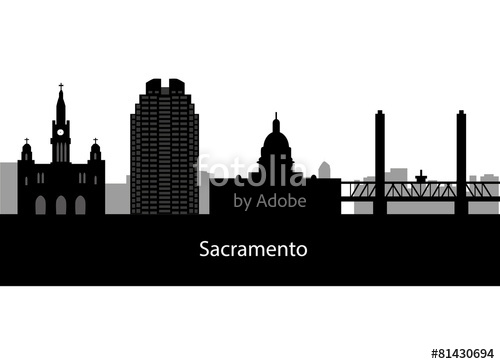 500x364 Sacramento Skyline Detailed Vector Silhouette Stock Image