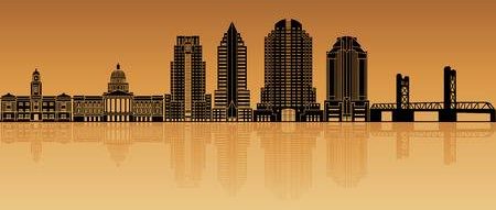 450x191 Cropped Sacramento Skyline In Orange Background