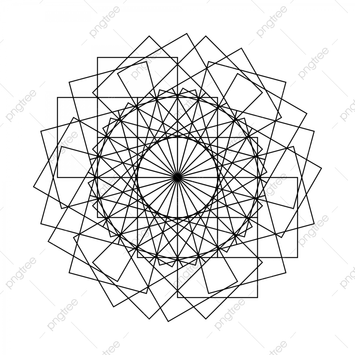 1200x1200 Mandala Sacred Ancient Geometry Vector Illustration In Black
