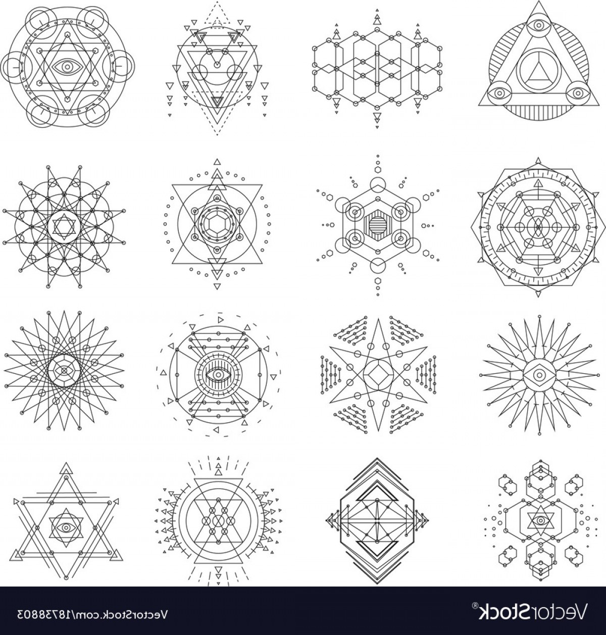 1200x1257 Sacred Geometry Line Art Set Vector Handandbeak