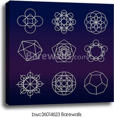 382x390 Sacred Geometry Vector Set, Canvas Print Barewalls Posters