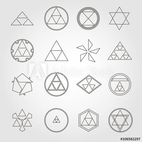 500x500 Japan Religious Symbols Sacred Geometry Vector Set