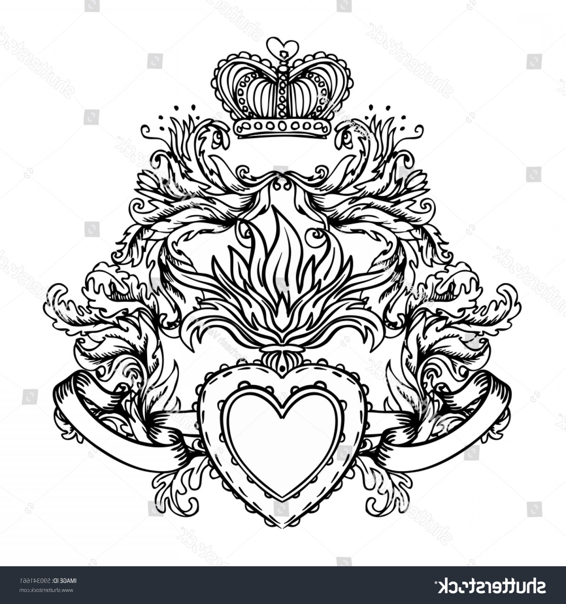 1800x1920 Sacred Heart Jesus Baroque Ribbons Vector Cqrecords