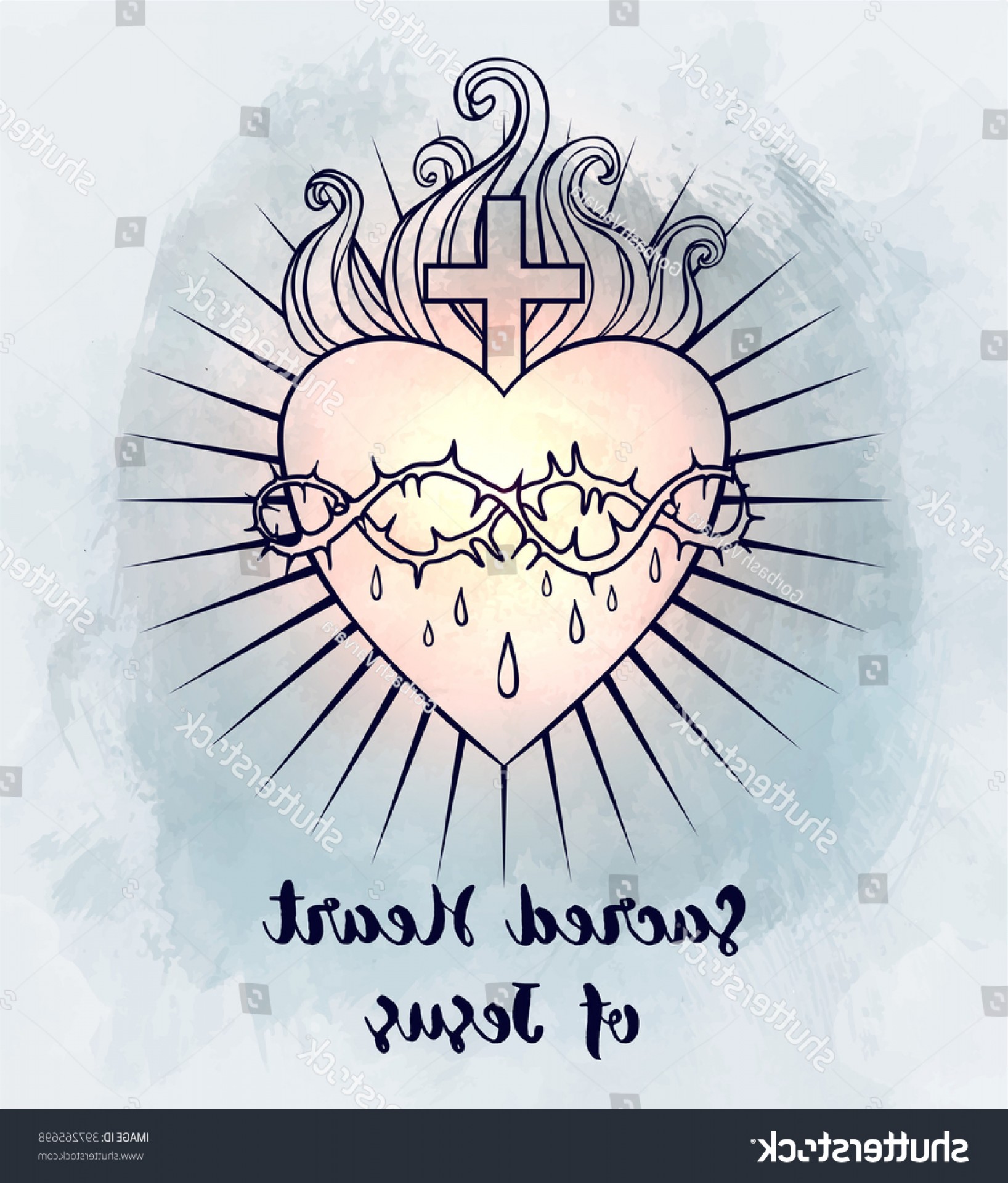 1636x1920 Sacred Heart Jesus Vector Illustration Over Createmepink