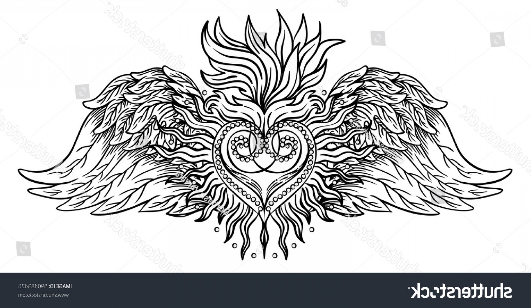1800x1044 Sacred Heart Jesus Wings Vector Illustration Geekchicpro