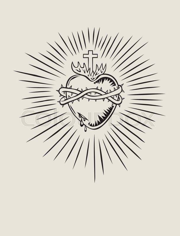609x800 Sacred Heart Of Jesus, Illustration Stock Vector Colourbox