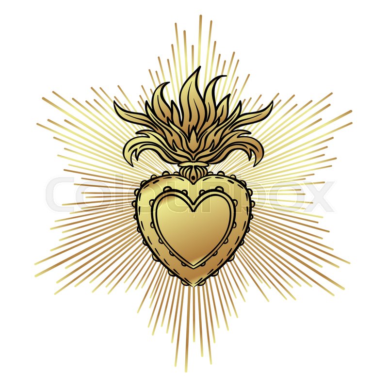 800x800 Sacred Heart Of Jesus With Rays Stock Vector Colourbox